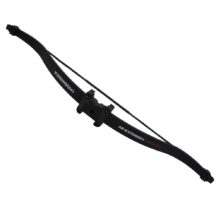 Black archery bow with a central riser and two curved limbs labeled AR 6 Stinger II Advanced