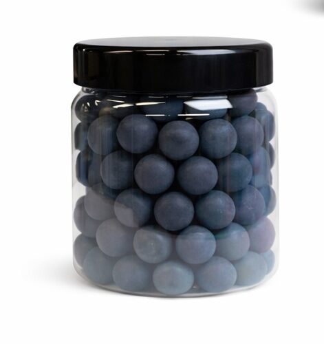 schwarze Rubberballs in Glas