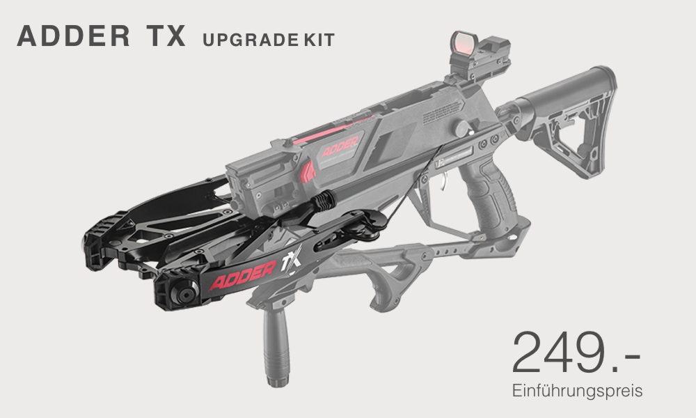Adder TX Upgrade Kit crossbow style gun accessory with red highlights on a light gray background price 249 Einführungspreis