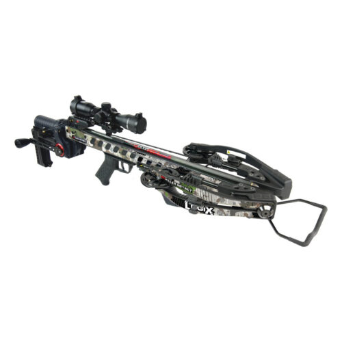 KI Logix 435 RDC Compoundarmbrust in Tact-Finish-Camo mit Zielfernrohr und integrierter Spannkurbel
