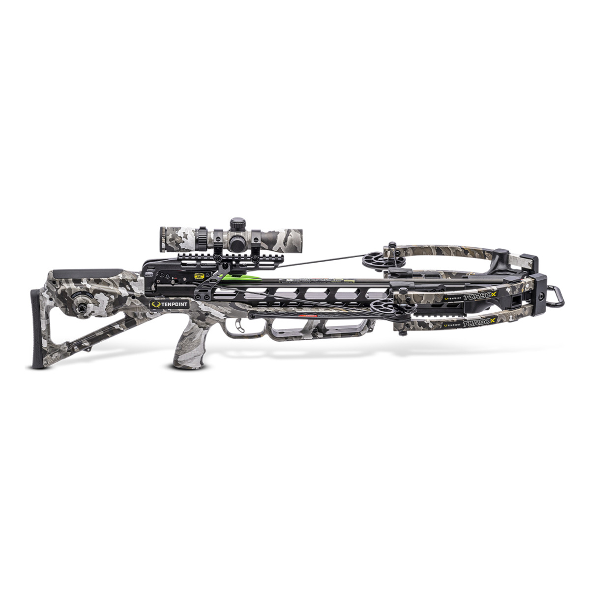 ss01272tenpointturbox3 | Slingshots Switzerland Compoundarmbrust TenPoint Turbo X in Vektra Camo Seitenansicht